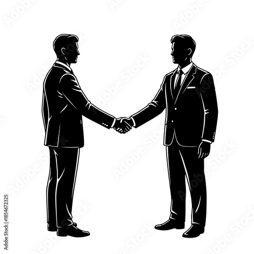 two businessmen handshake silhouette