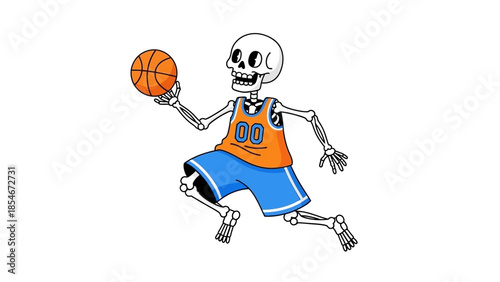 Skeleton Playing Basketball illustration