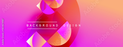 Abstract vibrant background. Overlapping shapes create dynamic visual effect. Gradient colors blend smoothly, offering modern aesthetic.