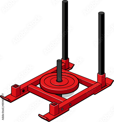 Red weight sled for gym workout vector illustration