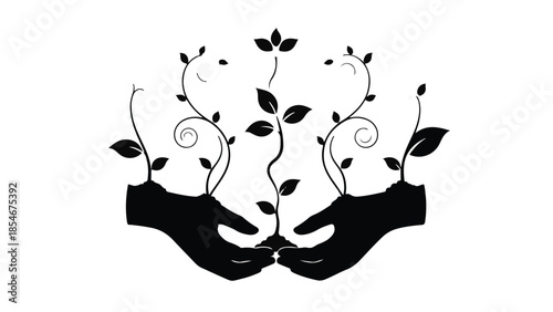 Nurturing hands gently hold a growing plant, symbolizing new beginnings and environmental care