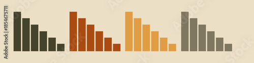 Minimalist bar chart illustration showing declining data trends in vintage style