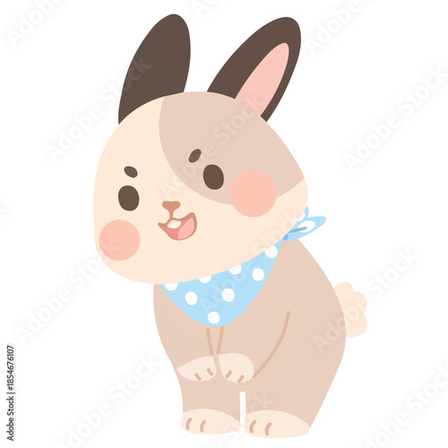 Cartoon Rabbit Bowing to Say Thank You