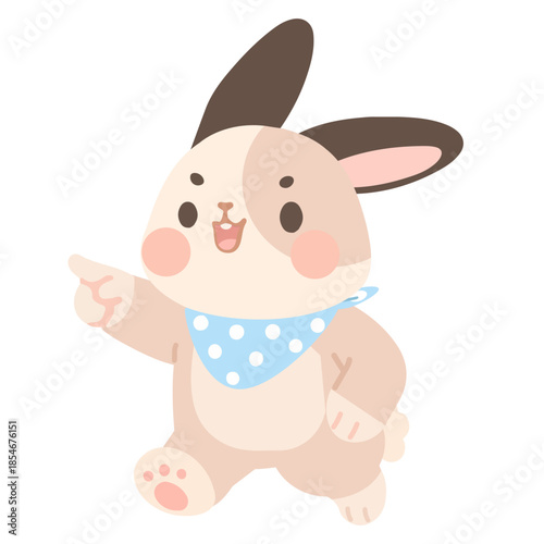 Cartoon Rabbit Pointing Finger Giving Order