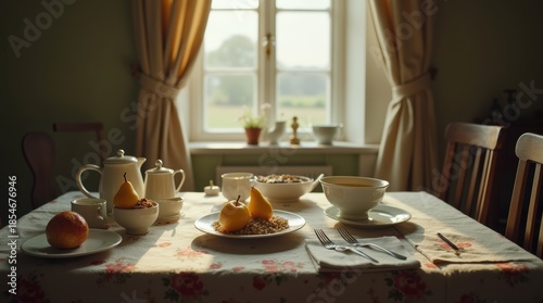 Wallpaper Mural Cozy Morning Breakfast Table with Sunlight Streaming Through Window. Torontodigital.ca