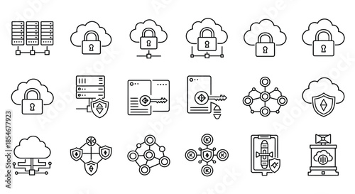 Cloud security and data protection icons