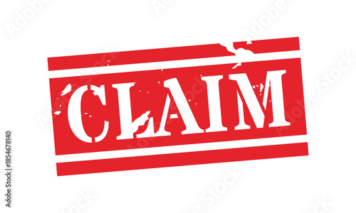 Rectangular solid red rubber claim stamp icon vector