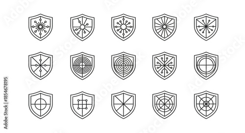 Collection of intricate shield designs