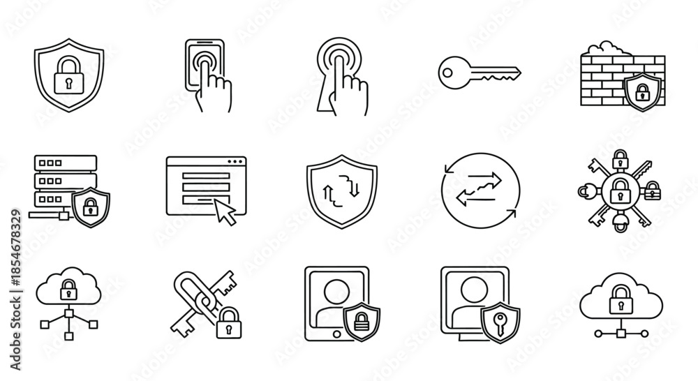 Fototapeta premium Illustrations of various cybersecurity concepts