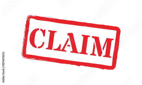 Red banner claim stamp icon with white lines vector