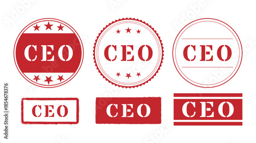 Collection of red CEO rubber stamp icons vector designs