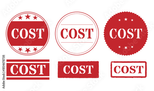 Red cost stamp icon vector collection for business use
