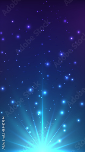 blue light burst on dark bl...