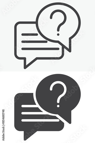 Chat conversation line and solid vector icon set