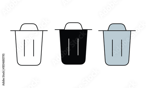 Set of trash icons for interface and design use