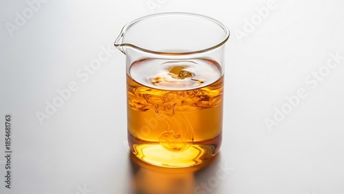 Liquid glistens attractively in clear laboratory beaker