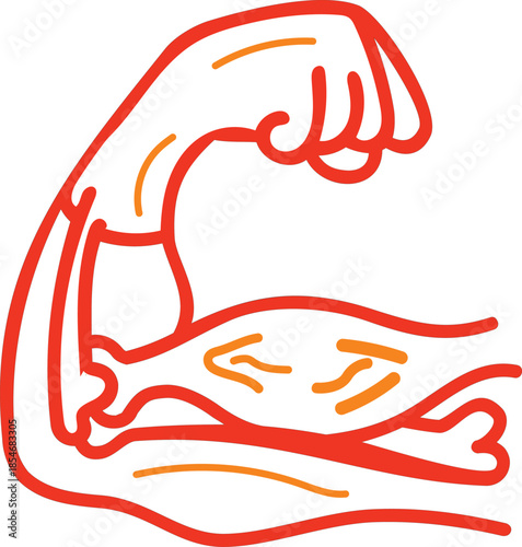 Detailed vector illustration of a muscular arm with strong definition