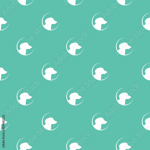 Dog head seamless pattern isolated on color background