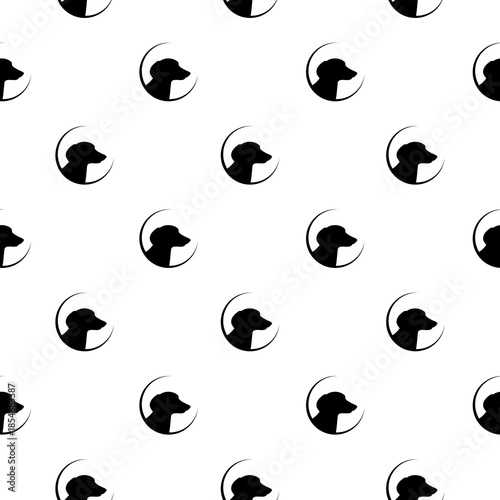 Dog head seamless pattern isolated on white background