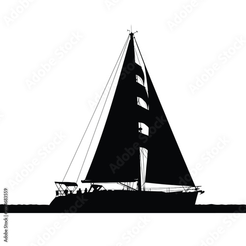 Sailboat silhouette on transparent background