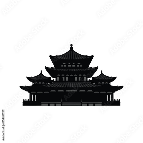 Traditional asian temple silhouette