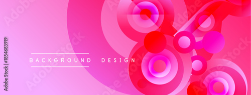 Abstract pink design features overlapping circles, gradients. Modern background with vibrant color scheme, dynamic composition.