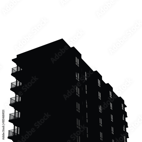 Black and white apartment building silhouette