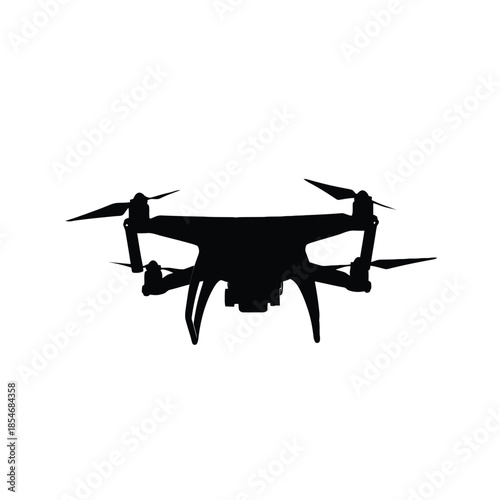 Silhouette of a drone on transparent background