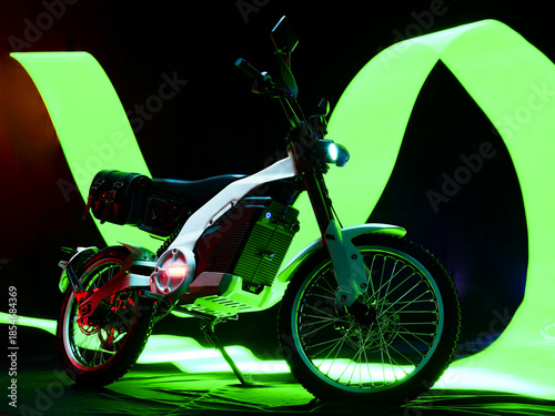 Electric sled motorcycles in the dark street corner