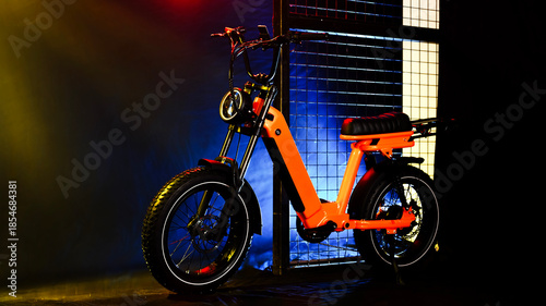 Electric sled motorcycles in the dark street corner