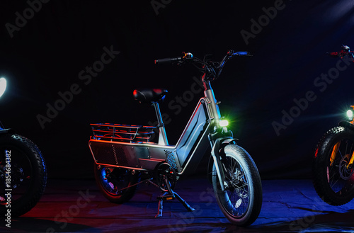 Electric sled motorcycles in the dark street corner
