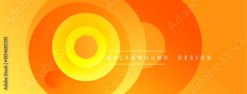 Abstract orange circles create dynamic background. Gradient hues suggest warmth, energy, modern design elements. Simple, clean composition.