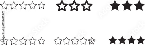 Seller rating star icon set in outline bold and filled styles representing reviews feedback trust satisfaction and reputation for ecommerce platforms and digital marketplaces