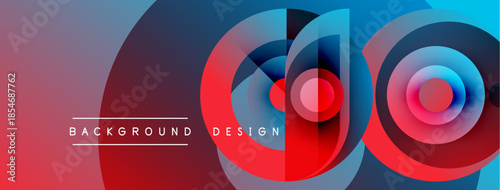 Abstract colorful circles overlap, creating dynamic visual effect. Text reads background design. Gradient shades present modern aesthetic.