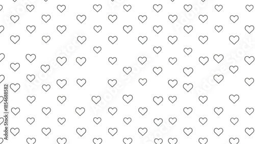 A delicate pattern of small black outlined hearts on a white background for valentine's day love and affection designs