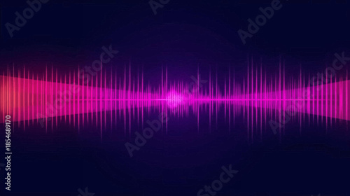 Abstract vibrant pink and purple sound wave equalizer visualization on a dark background.