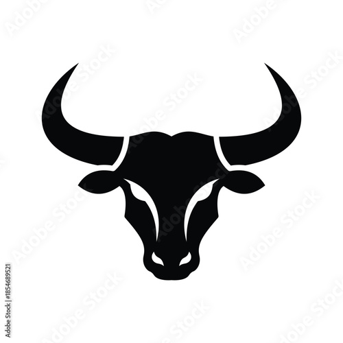 Bull Head Silhouette Logo Powerful Vector Icon, isolated on transparent background, isolated on white background