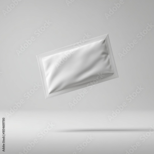 Floating Blank White Sachet Mock-up
