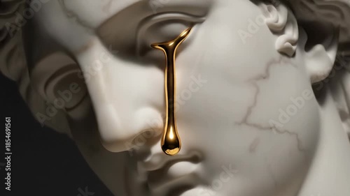 Golden tear running marble sculpture
