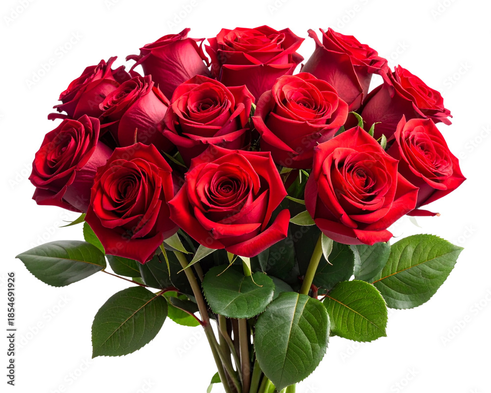 Obraz premium bouquet of red roses, png file of isolated cutout object on transparent background.