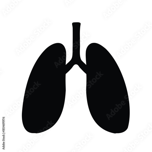 Silhouette of lungs illustrating human respiratory anatomy with bronchial tree