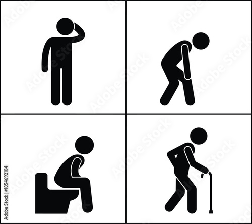 Human life cycle icons showing stages from youth to old age