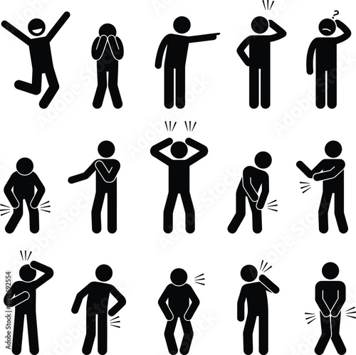 Collection of stick figure icons depicting various human emotions and pain points