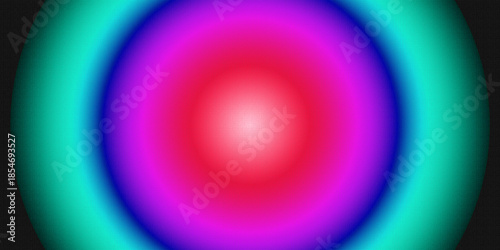 Colorful radial circular gradient background with vibrant neon rings and mesh texture for digital art