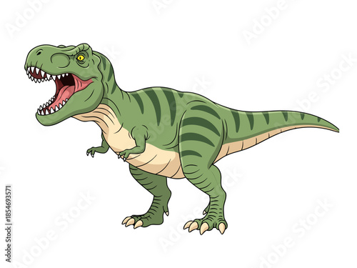Vector illustration of a dinosaur roaring in a prehistoric landscape