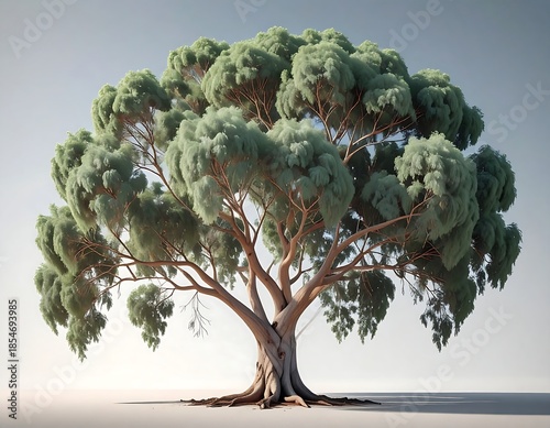 Digitally created, flourishing, vibrant tree with full, green foliage