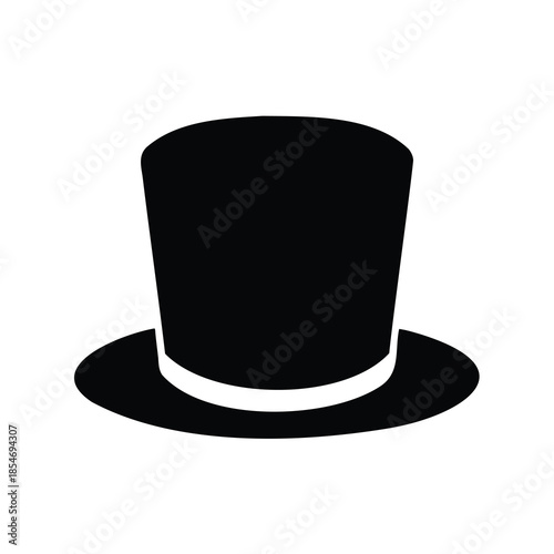 Elegant black top hat with white band, a symbol of sophistication