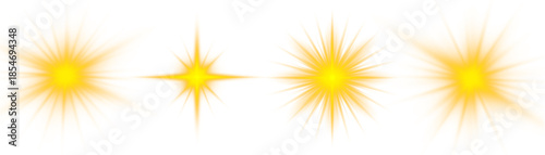 Glowing sunburst with magical sparkles. Bright flash enhances festive atmosphere. Transparent light effect perfect for holiday visuals.