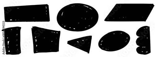 Hand drawn triangle and circle shape in marker style, rough brush texture adds energy. Bold highlight accents the triangle, soft highlight glow with marker and brush underline details.