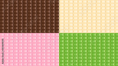 板チョコのシームレスなパターン背景セット